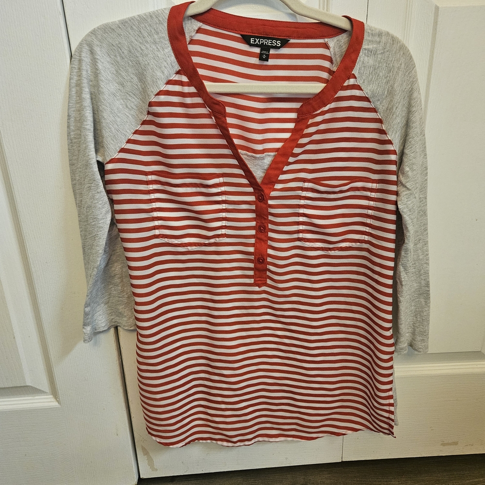 Express Red and White Striped Shirt